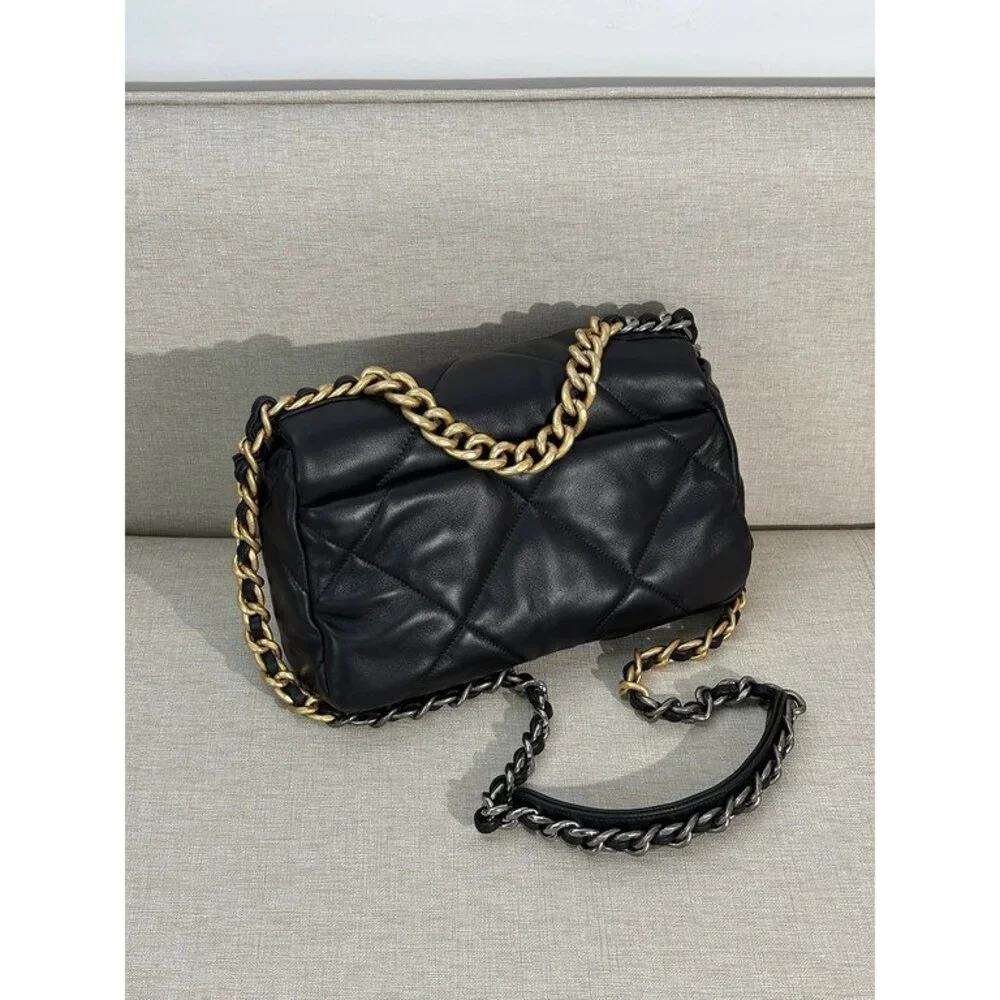 CHANEL Black Lambskin 19 Flap Bag Small Mixed HW - Picture 7 of 16